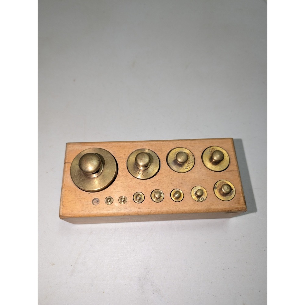 Vintage Brass Scale Weights Grams in Box